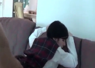 Checkered get-up slut rides it here